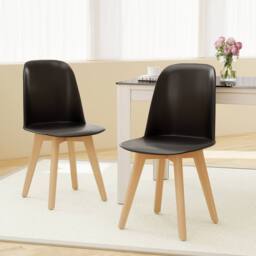 Costway Modern Dining Chairs Set of 2 Armless Kitchen Chairs Side Chair in Black - thumbnail 6