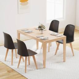 Costway Modern Dining Chairs Set of 2 Armless Kitchen Chairs Side Chair in Black - thumbnail 5