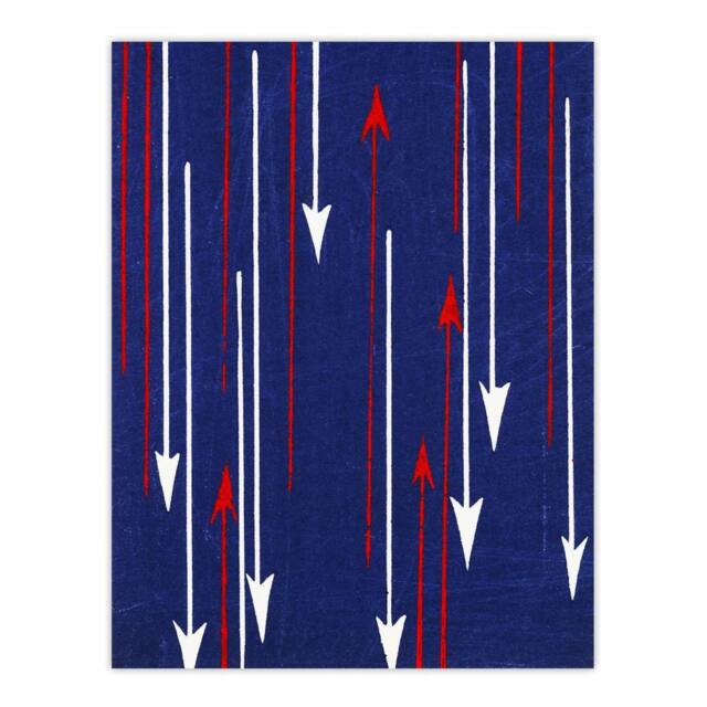 "Artery8 Red Blue Arrows Textile Pattern Retro Japan Wall Art Print Korin - Size: W12"" x H16""" - image 1