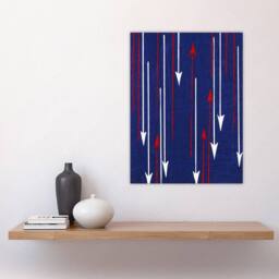 "Artery8 Red Blue Arrows Textile Pattern Retro Japan Wall Art Print Korin - Size: W12"" x H16""" - thumbnail 4