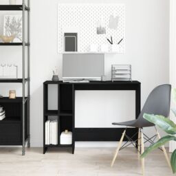 Berkfield Home Black Oak Desk - 102.5x35x75 cm Made from Engineered Wood - thumbnail 4