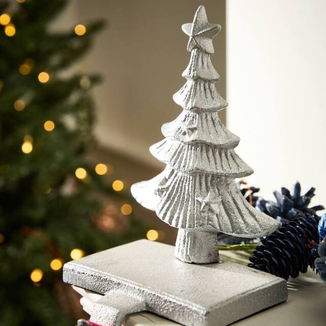 Dibor Cast Iron Silver Decorative Stocking Hook Christmas Stocking Holder - Size: 1 Pack - image 1