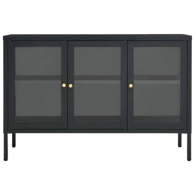 Berkfield Home Sideboard Anthracite 105x35x70 cm Steel & Glass in Black - Size: 105 x 35 x 70 cm - image 1