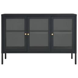 Berkfield Home Sideboard Anthracite 105x35x70 cm Steel & Glass in Black - Size: 105 x 35 x 70 cm
