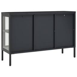 Berkfield Home Sideboard Anthracite 105x35x70 cm Steel & Glass in Black - Size: 105 x 35 x 70 cm - thumbnail 5