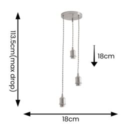 ValueLights Shaw Cluster Drop 3 Way Chrome Gold Black Adjustable Ceiling Light in Silver - thumbnail 7