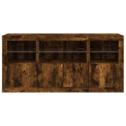Berkfield Home Sideboard with LED Lights Smoked Oak 142.5x37x67 cm in Brown - thumbnail 6