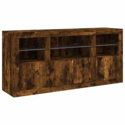 Berkfield Home Sideboard with LED Lights Smoked Oak 142.5x37x67 cm in Brown - thumbnail 5