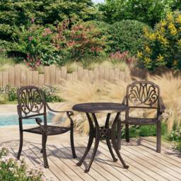 Berkfield Home 3 Piece Bistro Set Cast Aluminium Bronze