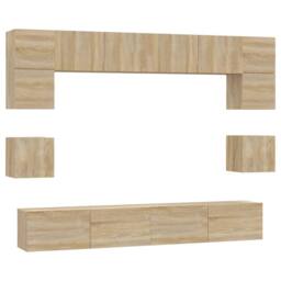 Berkfield Home 8 Piece TV Cabinet Set Sonoma Oak Engineered Wood in Tan - thumbnail 1