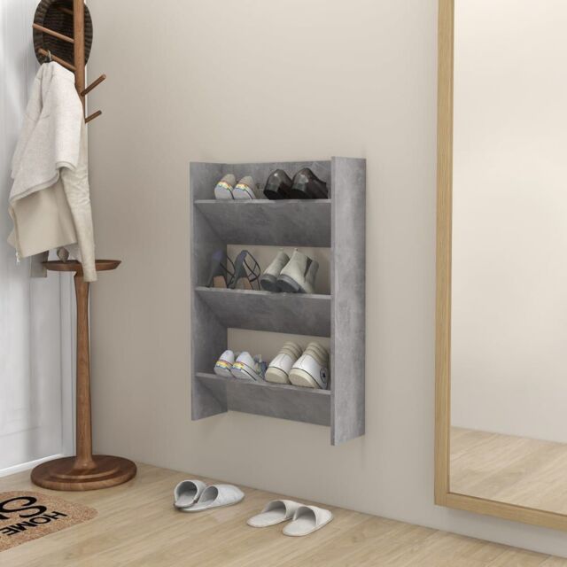 Berkfield Home Wall Shoe Cabinet Concrete Grey 60x18x90 cm Engineered Wood - Size: 60 x 18 x 90 cm - image 1