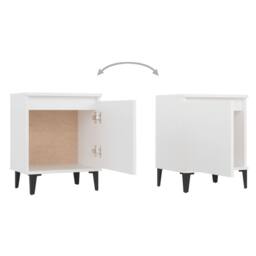 Berkfield Home Sturdy Bed Cabinet with Metal Legs White 40x30x50 cm - Size: 40 x 30 x 50 cm - thumbnail 5