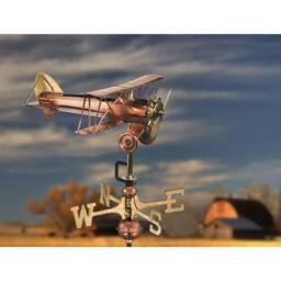 Good Directions Cottage Bi Plane Copper Weathervane - H44 x W40 x L33 cm - thumbnail 2