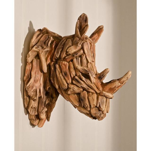 Naturecraft Resin Driftwood Collection Rhino Head Wall Art in Brown - image 1