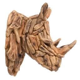 Naturecraft Resin Driftwood Collection Rhino Head Wall Art in Brown - thumbnail 2