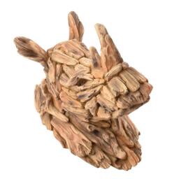 Naturecraft Resin Driftwood Collection Rhino Head Wall Art in Brown - thumbnail 3