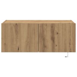 Berkfield Home TV Wall Cabinet with LED Lights Artisan Oak 80x35x31 cm in Brown - Size: 80 x 35 x 31 cm - thumbnail 7