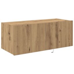 Berkfield Home TV Wall Cabinet with LED Lights Artisan Oak 80x35x31 cm in Brown - Size: 80 x 35 x 31 cm - thumbnail 5