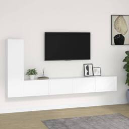 Berkfield Home Classic 3 Piece TV Cabinet Set White Engineered Wood - thumbnail 2