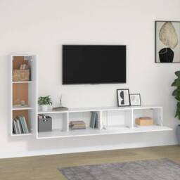 Berkfield Home Classic 3 Piece TV Cabinet Set White Engineered Wood