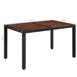 Berkfield Home 7 Piece Outdoor Dining Set Poly Rattan & Acacia Wood Black - thumbnail 6