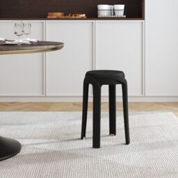 Living and Home 10 Pcs Plastic Stackable Round Stools Dining Chair ( Load Capacity 150kg ) in Black - thumbnail 1