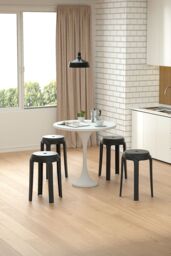 Living and Home 10 Pcs Plastic Stackable Round Stools Dining Chair ( Load Capacity 150kg ) in Black - thumbnail 3