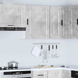 Berkfield Home Kitchen Wall Cabinet¬†Porto Concrete Grey Engineered Wood in Brown - thumbnail 4