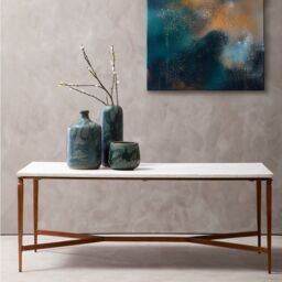 Orsina Luxe Design White Marble Top Coffee Table, Decorative Table For Livingroom, Durable Modern Coffee Table - thumbnail 1