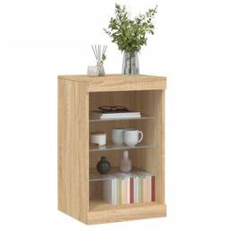 Berkfield Home Sideboard with LED Lights Sonoma Oak 41x37x67 cm in Brown - Size: 41 x 37 x 67 cm - thumbnail 5