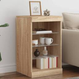 Berkfield Home Sideboard with LED Lights Sonoma Oak 41x37x67 cm in Brown - Size: 41 x 37 x 67 cm - thumbnail 2