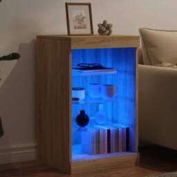 Berkfield Home Sideboard with LED Lights Sonoma Oak 41x37x67 cm in Brown - Size: 41 x 37 x 67 cm - thumbnail 4
