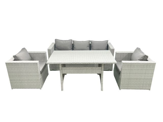 Fimous Garden Dining Set Outdoor Rattan Furniture Set with Sofa Dining Table 2 Chairs Light Grey Mixed - image 1