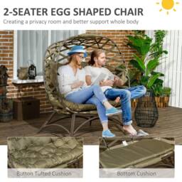 Wyld Haus Khaki 2 Seater Folding Egg Chair with Cushions & Cup Holders - thumbnail 6