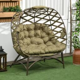 Wyld Haus Khaki 2 Seater Folding Egg Chair with Cushions & Cup Holders - thumbnail 3