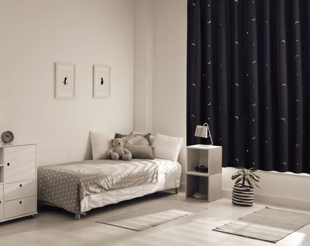 Blinds Outlet Travel (Moon & Stars) Blackout Blinds (130cmx200cm) Black - Size: 130 cm width x 210 cm drop