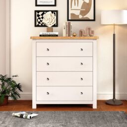 Cabinet Bits Maggiori 4 Drawer Chest of Drawers Chrome Knob in Off-White