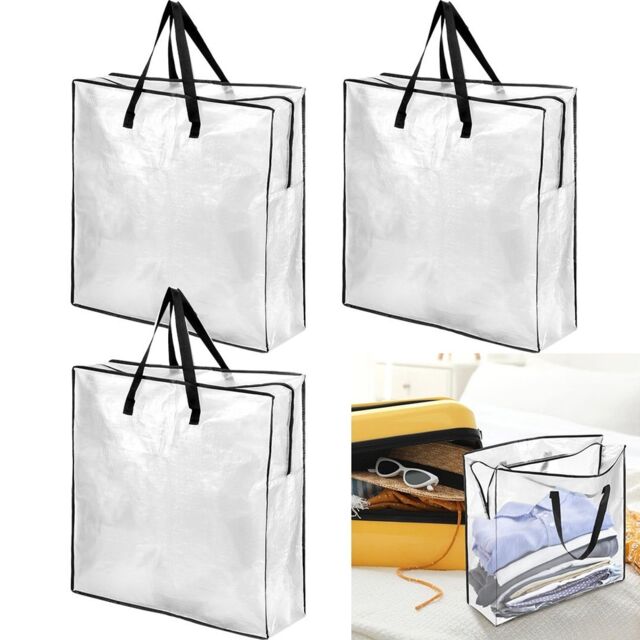 VOGREX 3 X DIMPA STORAGE CLEAR REUSABLE HEAVY DUTY LAUNDRY BAGS Moth & Moisture Proof in Black - image 1