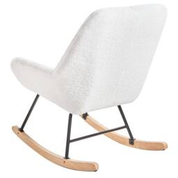 Wyld and Coco Off-White Boucle Rocking Chair - Teddy Upholstery Black Metal Legs in White - thumbnail 5