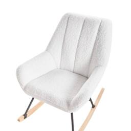 Wyld and Coco Off-White Boucle Rocking Chair - Teddy Upholstery Black Metal Legs in White - thumbnail 7