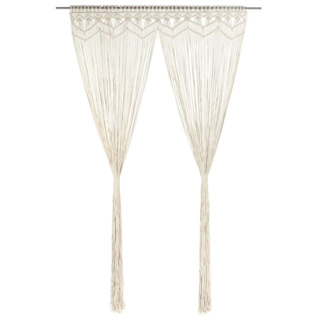 Berkfield Home Macrame Curtain 140x240 cm Cotton in Cream - image 1