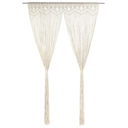 Berkfield Home Macrame Curtain 140x240 cm Cotton in Cream - thumbnail 1