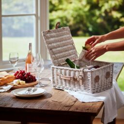 Red Hamper H002P/HOME Wicker Provence 40cm standard Empty Picnic Basket in White - thumbnail 2