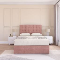 Sloomy Alabama Plush Velvet Memory Foam Bed Set With 2 Drawers, Mattress & Headboard in Pink - Size: King - thumbnail 3