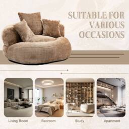 Direct Wicker Lazy Sofa, Durable Comfort High Back Chenille Bean Bag Chair Couch in Brown - Size: 1 Pack - thumbnail 6