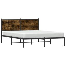 Berkfield Home Metal Bed Frame without Mattress Smoked Oak 137x190 cm in Brown - thumbnail 4