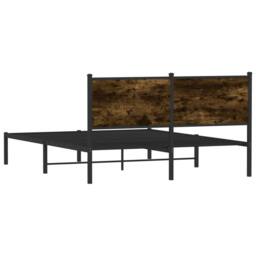Berkfield Home Metal Bed Frame without Mattress Smoked Oak 137x190 cm in Brown - thumbnail 7
