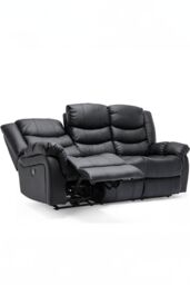 More4Homes Seattle Electric Recliner Bonded Leather 1+3 Seater Sofa Set in Black - thumbnail 3