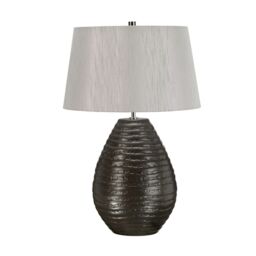 Loops Table Lamp Textured Graphite Silver Faux Silk Shade Included LED E27 60W in Metallics - thumbnail 2