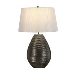 Loops Table Lamp Textured Graphite Silver Faux Silk Shade Included LED E27 60W in Metallics - thumbnail 1